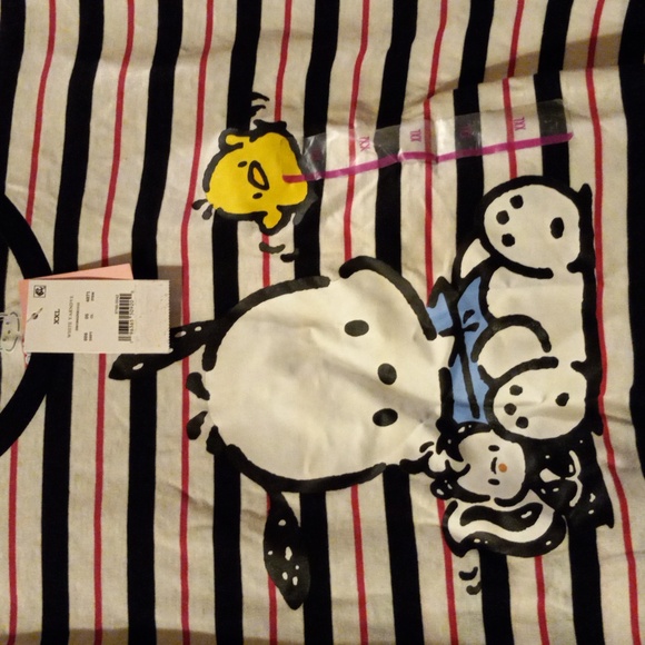 Womens pochacco tshirt crop XXL 19 long 22 armpit to armpit  striped - Picture 2 of 4